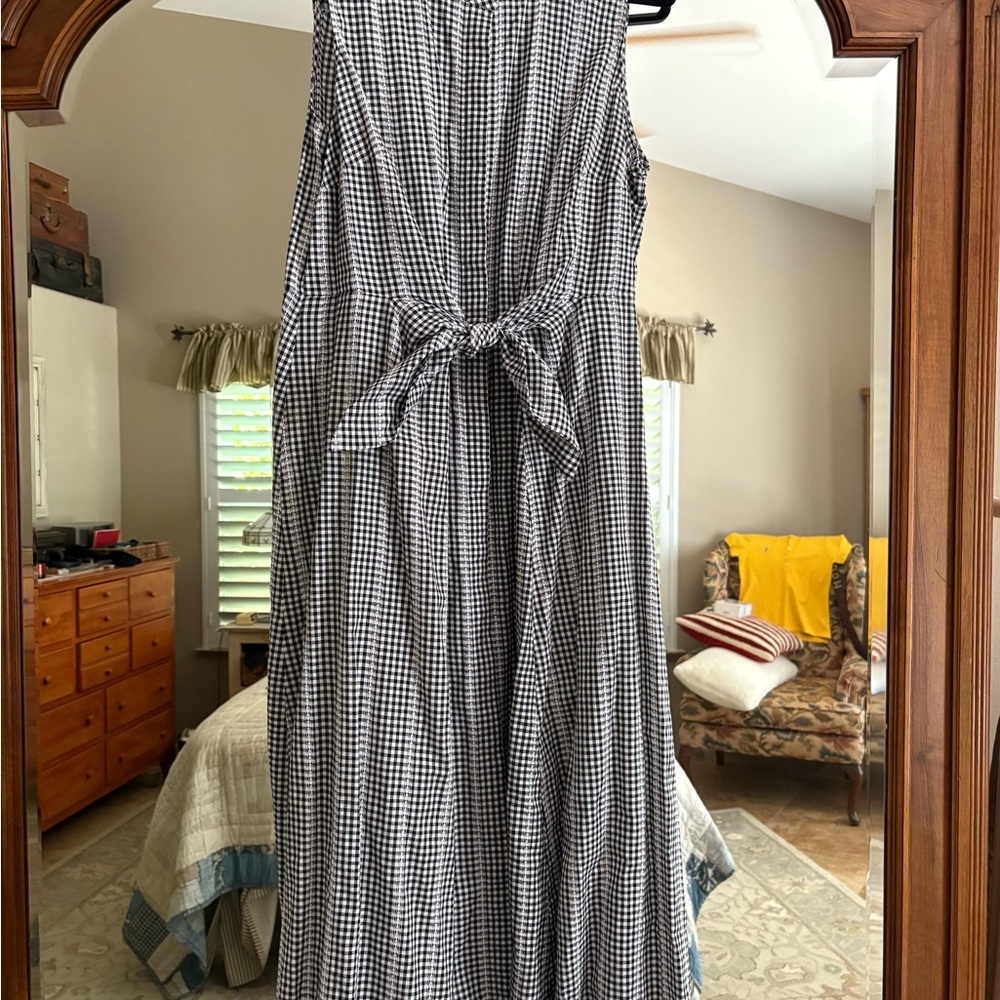 Calvin Klein Plaid Pleated Sleeveless Maxi Dress